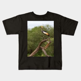 Grey Crowned Crane Kids T-Shirt